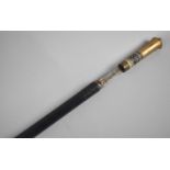 An Anglo Indian Colonial Sword Stick with Gilt Handle, 92cms Long