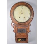 A Late 19th /Early 20th Century Inlaid Drop Dial Wall Clock For Spares and Repairs, 75cms High