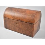 A Late Victorian Burr Walnut Dome Topped Tea Caddy, Hinged Lid to Fitted Interior with Two Tea Boxes