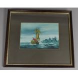 A Framed Gouache by R Constable, Dated Jan 14. 1979, Tall Ship Approaching Harbour, 21x14.5cms