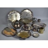 A Collection of Silver Plated Metalwares to Comprise Entree Dish, Salver, Basket, Teapot etc