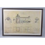 A Framed Sectional Plan of a Locomotive Engine by Benjamin Hick and Son, 55x35cms