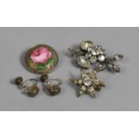 A Small Collection of Jewellery to Comprise Brooch with Enamelled Rose, Earrings etc