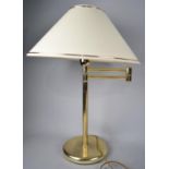A Modern Brass Hinged Table Lamp with Shade, 53cms High Overall