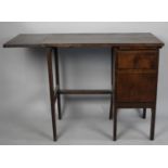 An Edwardian Oak Drop Leaf Knee Hole Desk with Two Drawers