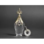 A 19th Century Silver and Glass Scent Bottle with Ornate Silver Finial of Ecclesiastic Style