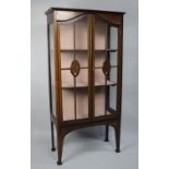 An Edwardian Inlaid Mahogany Three Shelf Display Cabinet on Square Supports with Spade Feet, 74cms