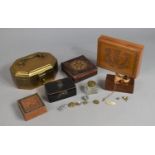 A Collection of Various Boxes together with an Indian Brass Spice Box with Fitted Interior