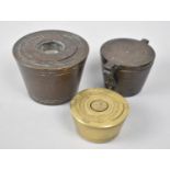 Three Sets of 19th Century Bronze and Brass Cup Weights, 5cms Diameter