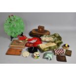 A Collection of Various Sundries to Comprise Large Resin Jade Effect Wall Plaque, Hand Puppet, Boxes