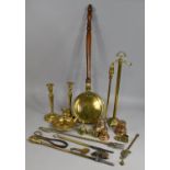 A Collection of Various Brass to Comprise Pair of Candlesticks, Ornaments, Pokers etc