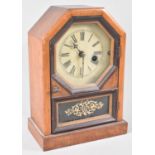 A Small American Mantel Clock with Key and Pendulum, 24cms High