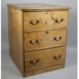 An Early 20th Century Stripped Pine Chest of Three Drawers, 69x76x91cms High