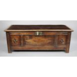 An Edwardian Inlaid and Panelled Coffer Chest with Upholstered Hinged Lid, Now Repurposed as a