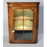 A 19th Century Mahogany Glazed Three Shelf Wall Hanging Corner Cabinet with Later Electric