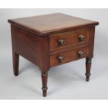 A Mid 19th Century Mahogany Box Commode in the Form of a Small Two Drawer Chest, Hinged Lid, Liner