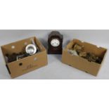 Two Boxes of Various Clock Movements, Mantel Clock Case Etc