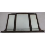 An Art Deco Overmantel Three Section Mirror, 120cms Wide