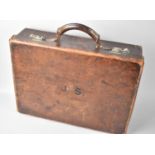 A Vintage Leather Attaché Case with Fitted Interior and Monogrammed J.S. to Front, 41cms Wide