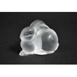 A Lalique Frosted Glass Study of a Rabbit, 7cm wide