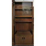 A 1970s G-Plan Media Cabinet with Glazed Bookcase Top, 81cms Wide