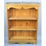 A Modern Pine Three Shelf Open Bookcase, 76cms Wide