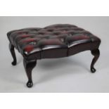 A Late 20th Century Button Upholstered Rectangular Faux Leather Foot Stool on Cabriole Supports,