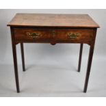 A Mid 19th Century Oak Side Table with Single Long Drawer on Square Tapering Supports, 76cms Wide