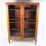A Late Victorian Walnut Shelved Display Cabinet or Bookcase, 123m wide