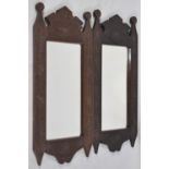 A Pair of Late Victorian Carved Oak Wall Mirrors, 78x35cm