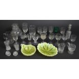 A Collection of Various 19th Century Glass to Comprise Wrythen Glass Bottle and Stopper, Vaseline