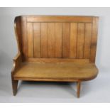 A Vintage Oak Settle with One Wing End, 141cms Wide and 119cms High