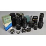 A Collection of Various Camera Lenses to Include Hanimex 200mm, Panagor Tele Zoom Lens 85-205mm