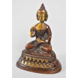 A Small Patinated Bronze Study of Seated Thai Buddha on Lotus Throne, 9.5cms High
