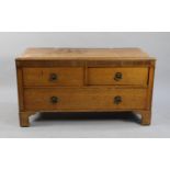 An Edwardian Light Oak Dressing Chest Base, with Two Short and One Long Drawers, 106cm wide