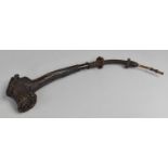 A Black Forest Carved Antler Pipe, Hinged Lid with Stag and Hind, Base with Deer Behind Tree,