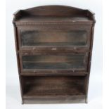An Edwardian Oak Globe Wernicke Style Three Tier Galleried Bookcase in Need of Substantial