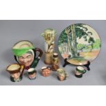 A Collection of Royal Doulton Character Jugs, Decorated Plates and Two Handled vase