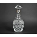 A Mid 20th Century Cut Glass and Silver Collared Spirit Mallet Decanter with Hobnail Cut Band,
