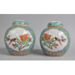 A Pair of 20th Century Chinese Ginger Jars Decorated in the Famille Rose Palette with Bird and