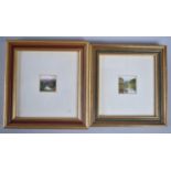 A Pair of Framed Miniature Paintings by Vivien Mallett, Both 3cm Square