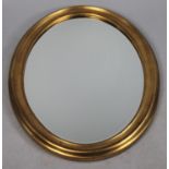 A Modern Oval Gilt Framed Wall Mirror, 80cm x 62cm