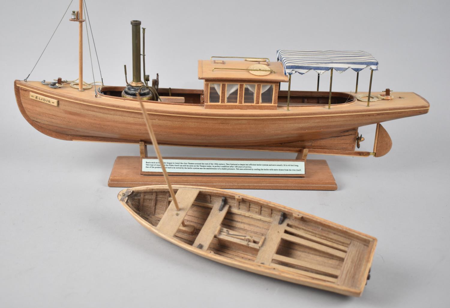 A Nicely Detailed Model of Steamed Powered Riverboat, The Elidir, 45cms Long and Also a Wooden Model