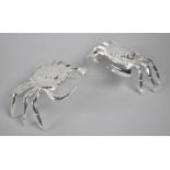 A Reproduction Silver Plated Novelty Salts in the Form of Crabs having Hinged Shell Lids, 12cms Wide