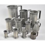 A Collection of Metric Pewter Measures, Up to 1 Litre