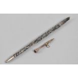 A Miniature Gilt Metal and Garnet Propelling Pencil Together with a Repousse Work Dip Pen