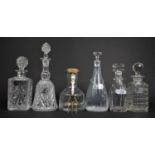 A Collection of Various Glass Decanters to Include Cut Glass Example, Five Examples with Old Hall