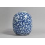 A Large Blue and White Prunus Pattern Jar, No Cover, 26cm high