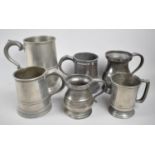 A Collection of Various Pewter Tankards and Measures, Various Dates, Tallest 17cms High