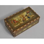 An Indo-Persian Decorated Box, Lid with Interior Court Scene, 18cms Wide